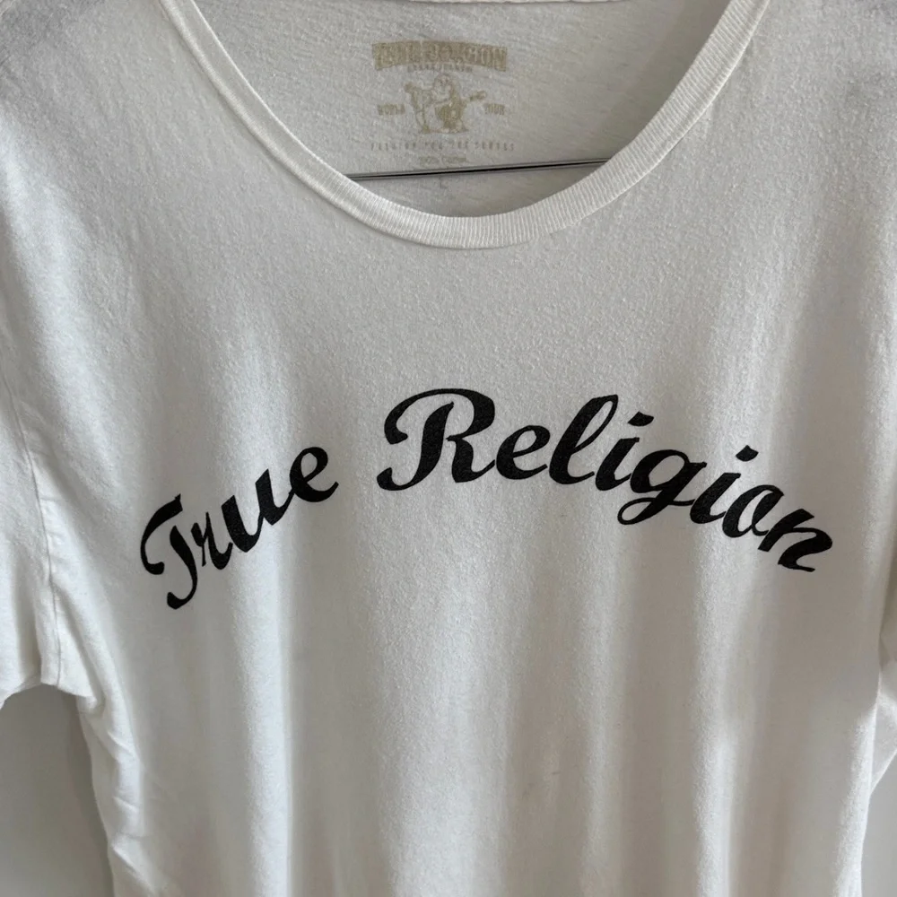 True Religion White Tee with Black Script